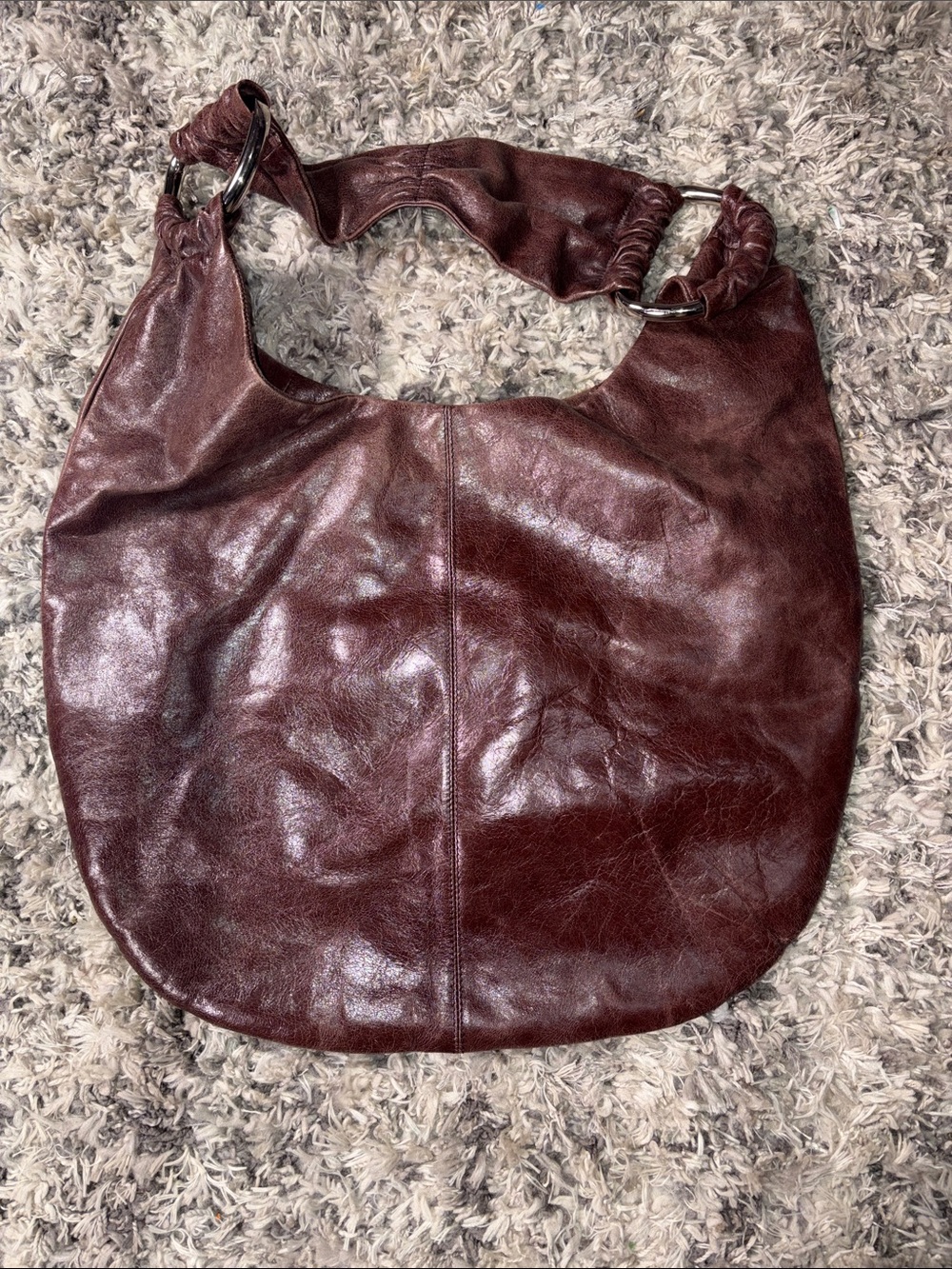 Vintage Large Hobo Shoulder Bag in Deep Burgundy